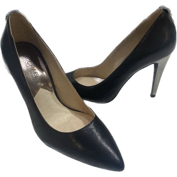 Michel Michael Kors Black Leather High Heel Pump - Size 5.5 Excellent Condition - Picture 1 of 10
